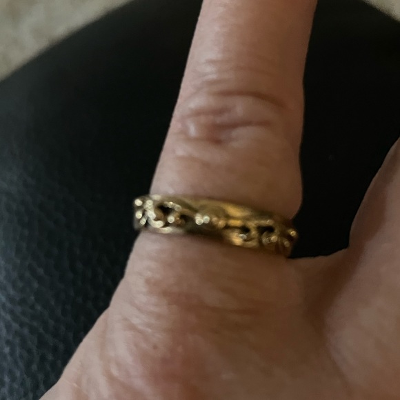 BARSE RING with a beautiful scroll in a brass setting - Picture 4 of 4